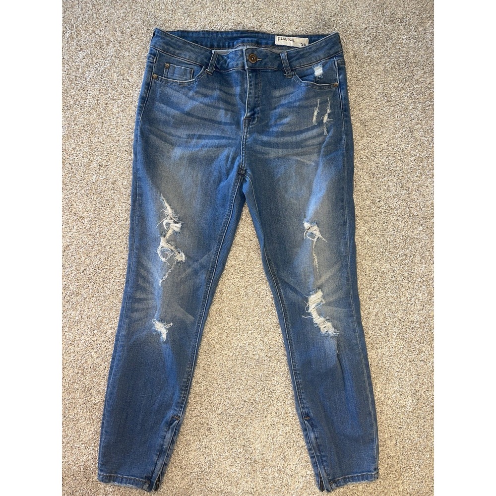 Pistola Distressed Ankle Skinny Jeans Zip Ankle Womens Sz 30 Stretch